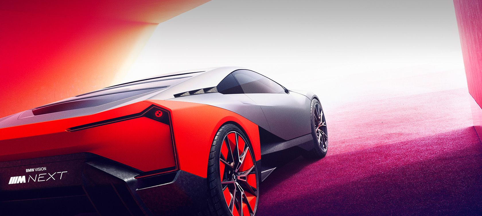 BMW Vision M NEXT, sett skrått bakfra, stående BMW Vision M NEXT, sett skrått bakfra, stående