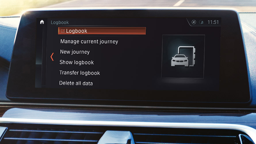 BMW Online loggbok BMW Online loggbok vises på BMW-skjermen