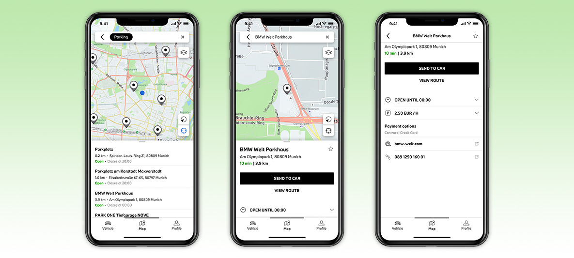 My BMW app Planlegge kjøreturer og sende til bilen Skjerm på smarttelefon My BMW app Planlegge kjøreturer og sende til bilen Skjerm på smarttelefon