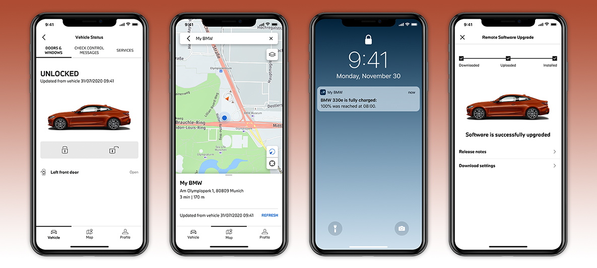 My BMW App Sjekke kjøretøystatus Skjerm på smarttelefon My BMW App Sjekke kjøretøystatus Skjerm på smarttelefon