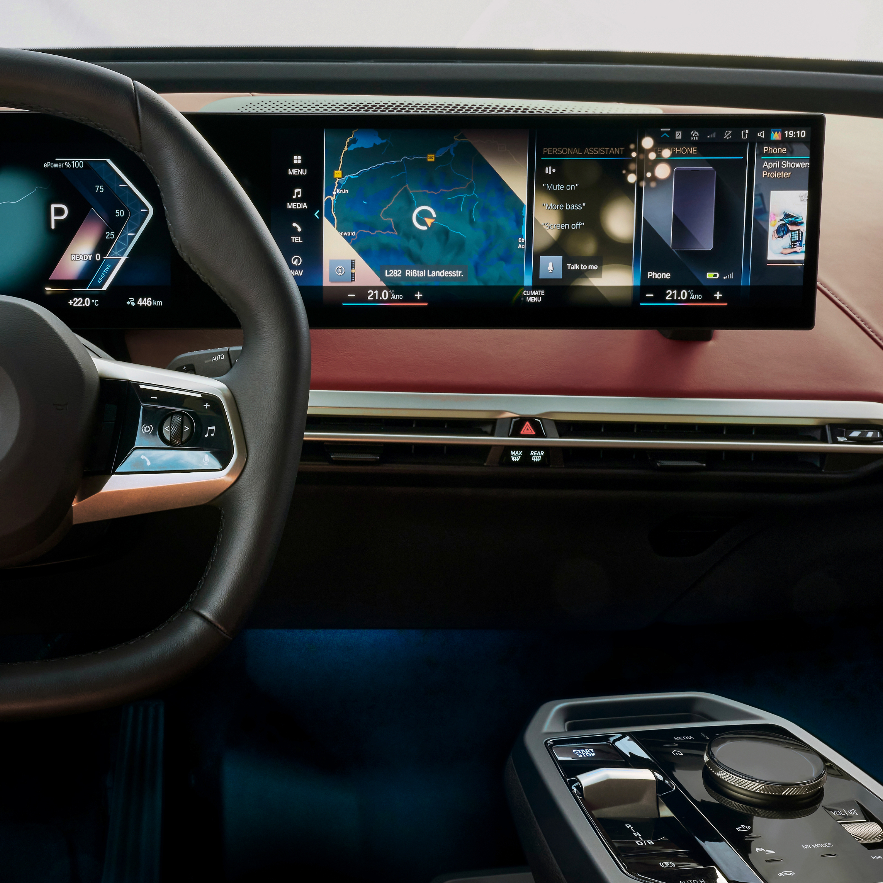 Detaljert visning av BMW Display med apper