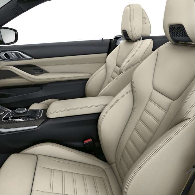 Sportsseter med setetrekk i eksklusivt skinn BMW 4-serie G23 2020 Modell M Sport Interiør