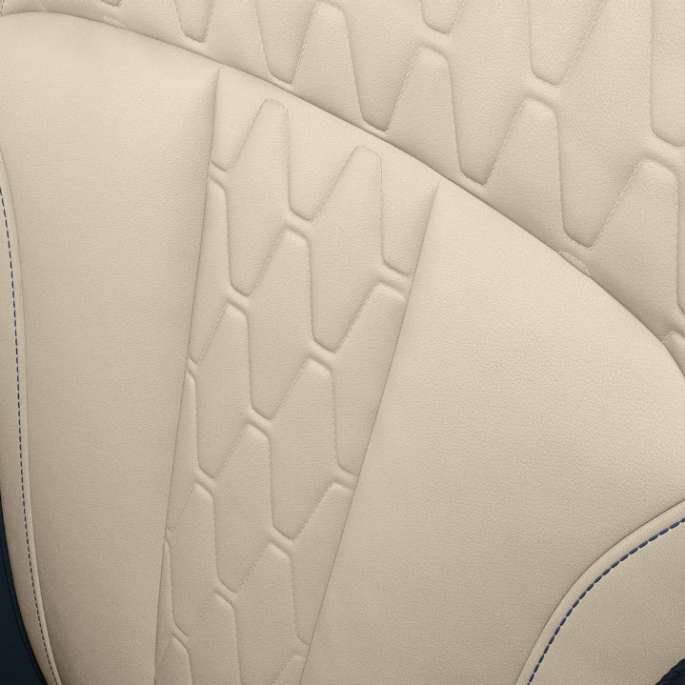 Setetrekk med Pure Excellence-design i BMW X7 Nærbilde av setetrekk med Pure Excellence-design i BMW X7