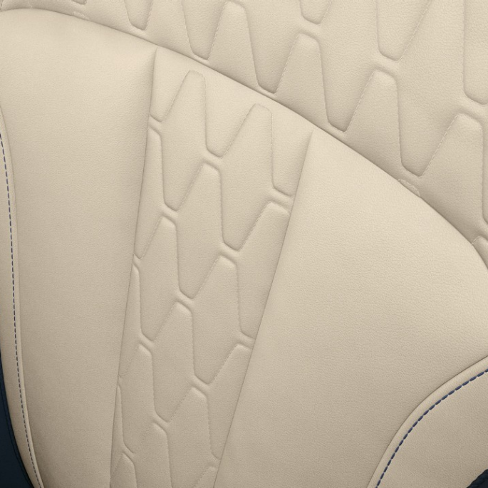 Setetrekk med Pure Excellence-design i BMW X7 Nærbilde av setetrekk med Pure Excellence-design i BMW X7